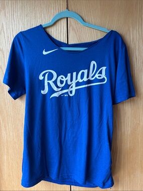 Nike Blue 'Royals' Short Sleeve Tee (Altered for cute off shoulder look, sewn)
